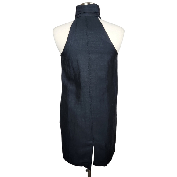 Club Monaco Ruffle Front Zipper Little Black Dress Mini Women's Size 6 - Picture 3 of 16